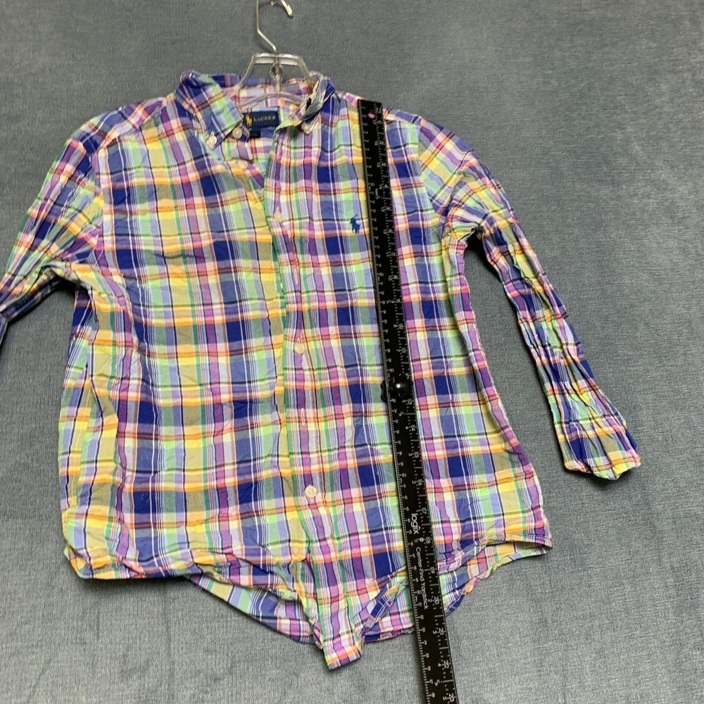 Ralph Lauren Shirt Boys M(10-12) Multicolor Plaid Embroidered Logo Button Down